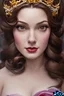 Placeholder: centered, Realist, hyper detailed, head and shoulders portrait, stunningly pinup as princess Belle from disney, daylight, artgerm,Greg rutkowski,vallejo,alphonse mucha