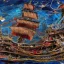 Placeholder: The beautiful pirate ship in the ocean, complex, incomprehensible, 3D, bulky, symmetrical, artistic, 4K, 8K, by Jackson Pollock, a living, real and natural work