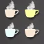 Placeholder: cartoon little coffee mugs with smoke, seamless texture, trending on artstation, pastel colors, 4k