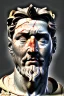 Placeholder: Ultra Realistic image, classical renaissance sculpture, white marble material, Lionel Messi, emperor, gold Laurel leaves crown, miguel angel style, chisel style, emperor, waist up portrait, epic, celestial, cinematic lighting, God light, god rays, 4k resolution, smooth details, ornate details, soft lighting, unreal engine 5, sky background.