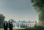 Placeholder: realistic Harry Potter and Dumbledore standing in front of white house