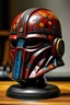 Placeholder: Star Wars mandalorian helmet with Darth maul marking oil painting effect artwork