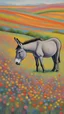 Placeholder: donkey, the vibrant monotony of colorful greys, a rainbow of shadows vast field with flowers oil pastel