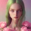 Placeholder: fairy, pink, green, beautiful, hyperrealism, masterpiece, expert, cinematic lighting, sharp focus, 8K, pastel, macro lens, woman, detailed, flower