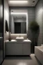 Placeholder: generate a modern small simple restroom for visitors. With interior design and light