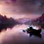 Placeholder: Charon in his boat on the river Styx, red black purple colours, 8k, high definition, fantasy art