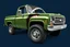 Placeholder: side of 1976 Chevrolet square body truck(military green), with shark nose graphic starting behind front wheel, navy blue background