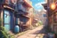 Placeholder: a beautiful digital anime style painting of osaka alleyway, relaxing summer day, masterpiece, sharp focus, intricate details, colourant colors, visually stunning, wide angle camera, octane render, volumetric lighting, vdb clouds, realistic shadows, uhd, 8k, art by hayao miyazaki