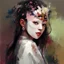 Placeholder: girl with a mask Watercolor.