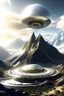 Placeholder: futuristic mountain cosmic and ufo metal silver gold