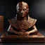 Placeholder: Create an image of portrait statue copper with strange runes