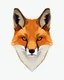 Placeholder: A smooth geometric low-poly style illustration of a fox's head, with straight looking uncut point of view, in white background