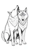 Placeholder: two wolves 1.honest wolf and 2.commercial wolf funny drawing by hand