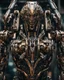 Placeholder: A length image ,hyper-detailed front view of a Cyber-man mech in transformative style, his metallic skin gleaming with intricate textures and intricate details, captured in an ultra-realistic style that blurs the lines between reality and imagination.