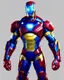 Placeholder: Super Iron Man, blue and red and yellow armor,