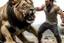 Placeholder: MAN FIGHTNG LION REAL LIFE PHOTO REASLISTIC