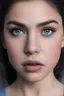 Placeholder: an extremely ugly abomination of a girl with great big pouty lips:1.5 and a humongous nose:1.5, wide set slanted soft blue eyes, extremely pointed chin, black hair,