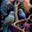 Placeholder: Fantasy birds in a tree, highly detailed, attractive beautiful, 1800’s, surreal, soft moody color splash, ink flowers on the ground Modifiers: digital painting extremely detailed fantasy high definition crisp quality Zentangle Style