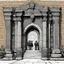 Placeholder: (art by underground comix artist, Charles Bukowski) The ornate gateway marks the boundary of a significant noble holding, though the weathered stonework and modest maintenance suggest a family of respectable but not exceptional wealth. The three-person security detail demonstrates the privatised nature of law enforcement beyond the capital's immediate environs – landed families maintain their own armed personnel for property protection, dispute resolution, and deterrence against banditry. These