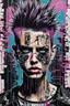 Placeholder: Ultra detailed medium portrait painting of anxiety torn up punk poster, broken circuitry background, matrix effects, punk visual art, punk art aesthetic, graffiti art, pop surrealism, collage art, cluttered paint glitches