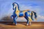 Placeholder: Big blue plastic toy horse.19th painting