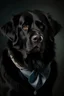 Placeholder: Portrait of a black Newfoundland dog dress up as an aristocrate