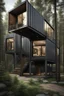 Placeholder: large house in the woods made from shipping containers, photorealistic