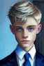 Placeholder: A cute Twink boy, haircut, blue eyes, suit