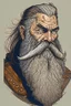 Placeholder: old bearded warrior, portrait, comic style