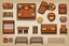 Placeholder: Sprite sheet, furniture, architectural, couch, table, chair, top view,