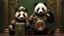 Placeholder: High-end state-of-the-art STEAMPUNK aesthetics flawless smiling cute panda, supreme cinematic-quality photography, sage green and honey brown pure leather clothes, Art Nouveau-visuals,Vintage style with Octane Render 3D technology,hyperrealism photography, (UHD) with high-quality cinematic character render,Insanely detailed close-ups capturing beautiful complexity,Hyperdetailed,Intricate,8K,Hyperrealism craftwork