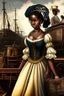 Placeholder: Create an image representing the "fancy girl" industry controlled by Armfield and Franklin, with scenes of transportation and trade. Depict the contrast between the lives of slaves considered "fancy girls" and other slaves during that era.