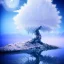 Placeholder: Crystal, white tree,dragons,sparkly atmosphere, fantasy, scenery,no leaves, rocky shoreline