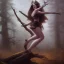 Placeholder: frank frazetta style, witch in the forest