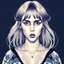 Placeholder: A beautiful portrait painting of a Singer Danish MØ face by Katsushika Hokusai, symmetry, hyperdetailed, illustration darkblue tones,