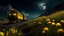 Placeholder: hyperrealistilow angle, shot from below. two very large moons in night sky. milky way in the night sky. 3 0 second shot. heavy meteor shower. field of big frozen yellow flowers. f 1. 8 lens, 8 mm, lens flare, bokeh. high detail. photorealisticc antique locomotive railroad in the mountains, beautiful landscape, cloudy, super hyperdetailed