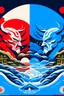 Placeholder: GOOD VS EVIL in the style of Hiroshi Nagai