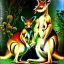 Placeholder: oil portrait of a kangaroo with baby kangaroo in australia by Monet 8k