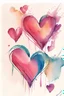 Placeholder: Hearts abstract wet watercolour in the style of kline with thin sketchy pencil lines