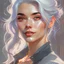 Placeholder: portrait Anime irish woman cute-fine-face, grey hair, pretty face, realistic shaded Perfect face, fine details. realistic shaded lighting by Ilya Kuvshinov Giuseppe Dangelico Pino and Michael Garmash and Rob Rey, IAMAG premiere, WLOP matte print, cute freckles, masterpiece