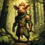 Placeholder: create a full body portrait of a kobold pig man , with highly detailed, sharply lined facial features, in the deep forest of Brokilon , finely inked, in rustic colors, 4k in the style of Peter Mohrbacher