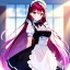 Placeholder: Clear focus, 8k, beautiful lighting, vibrant colors, girl, red long hair, vibrant pink eyes, maid,