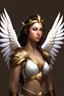 Placeholder: female, barbarian, dnd character, shoulders and head, angelic wings