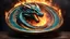 Placeholder: A dragon curled around a massive dish, with each scale representing a different musical note. The dragon guards this melodic treasure, breathing musical fire into the air and creating an enchanting symphony. highly detailed eyes, and hands and lips, digital art, 8K, ultra detailed, High quality
