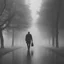 Placeholder: A man walking in fog