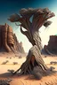 Placeholder: dry tree branch, Extensive deforestation, fewer trees, otherworldly bas-relief glyphs on alien deserted planet giant natural rock formations, una ventada suspendida en la nada, a través de la qual se puede observar diferentes mundos