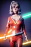 Placeholder: Ultra Realistic retro sci-fi portrait image from 1960, spaceship, sweet young Jane Fonda, tight latex suit, lightsaber fighting stance, soft color, highly detailed, unreal engine 5, ray tracing, RTX, lumen lighting, ultra detail, volumetric lighting, 3d, finely drawn, high definition, high resolution.