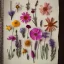 Placeholder: delicate arrangement of pressed flowers, beautiful composition, aesthetic layout, wildflowers, watercolor