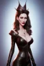 Placeholder: Brandi Love as evil queen in black leather, leather, busty, cleavage, angry, stern look. character design by cory loftis, fenghua zhong, ryohei hase, ismail inceoglu and ruan jia. unreal engine 5, artistic lighting, highly detailed, photorealistic, fantasy