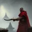 Placeholder: Portrait of a monk, fog, distant asian temple, profile, grim, dark, Frank Frazetta, Greg Rutkowski, hyperdetailed, dnd, trending on Artstation, Splash screen art, dynamic lighting, hyperdetailed, intricately detailed, a masterpiece, 8k resolution, high contrast, bearded, red robe,